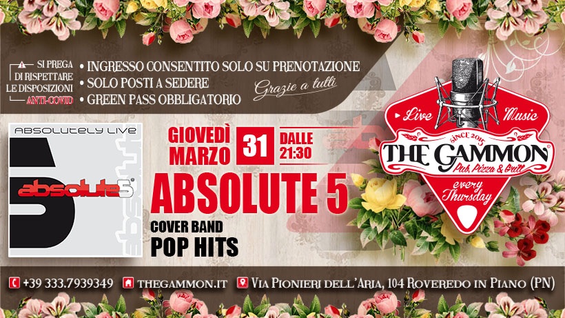 31 Mar – Absolute5 Cover Band