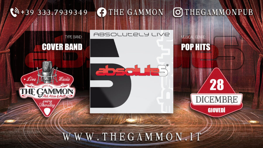 Giovedì 28 Dicembre ❇️ “ABSOLUTE5” ❇️ Party Band