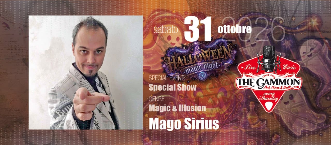 Magic Halloween con il Mago Sirius al The Gammon Roveredo in Piano, sabato 31 ottobre 2026